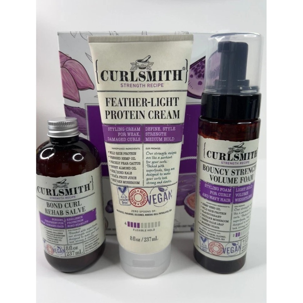 Curlsmith - Strength 3pc Superfood Protein Kit for Damaged Hair Curly Curls NEW